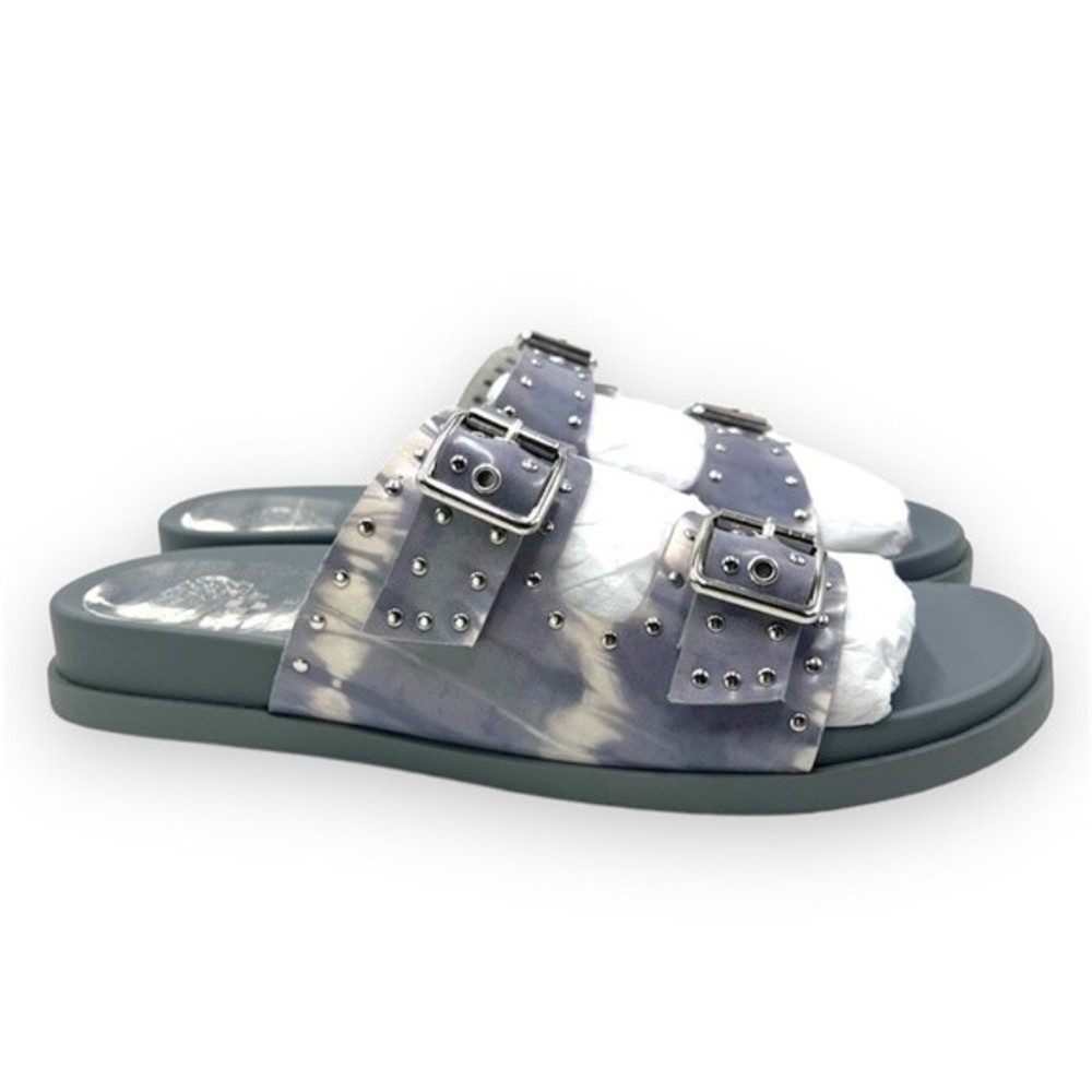 Vince Camuto Size 9 Pavey Blue Gray Tie Dye Boho Slip On‎ Slides Sandals Shoes